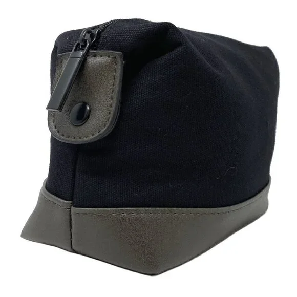 Grey/Black canvas dopp bag with snaps - Picture 1 of 2